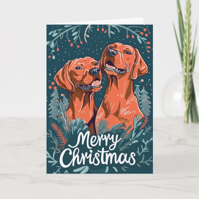 Tarjeta Festiva Vizsla Merry Christmas Personalizado (Anverso)