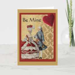 Tarjeta Festiva Vntage francés Valentine Gold y Red