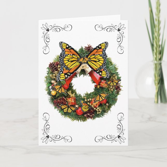 Tarjeta Festiva Vocación de navidades con cartas de monarcas (Anverso)