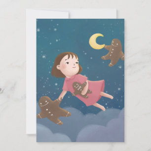 Tarjeta Festiva Volando con el sueño de las cookies de Gingerbread