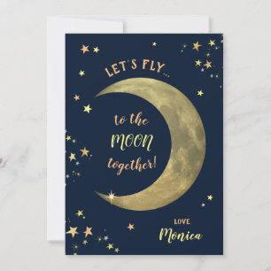Tarjeta Festiva Volemos juntos a la Luna (personalizable)