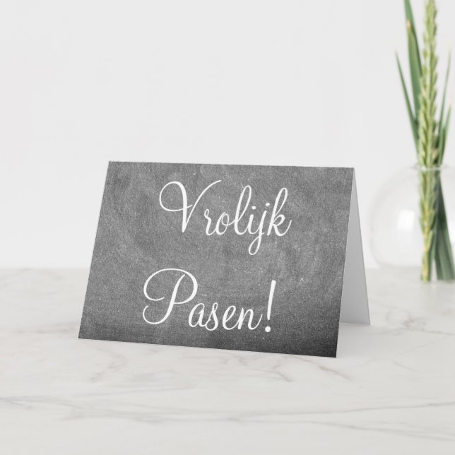 Tarjeta Festiva Vrolijk Pasen Dutch Happy Easter Chalkboard (Anverso)