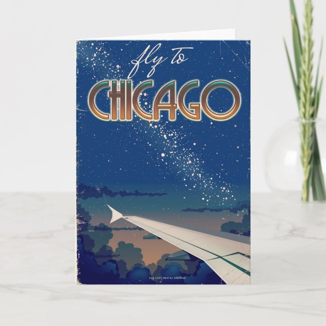 Tarjeta Festiva Vuela a Chicago (Anverso)