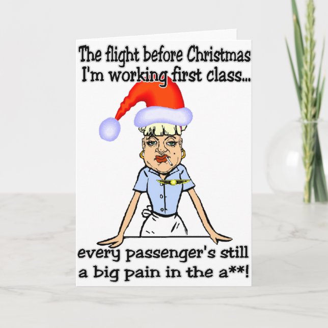 Tarjeta Festiva Vuelo antes de los Navidades (Anverso)