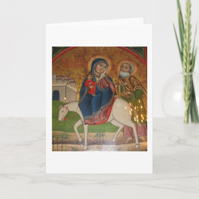 Tarjeta Festiva Vuelo de la Sagrada Familia en Egipto (Anverso)