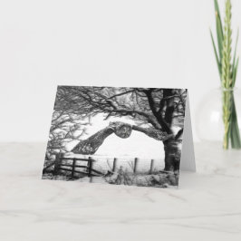 Tarjeta Festiva Vuelo del búho en la nieve