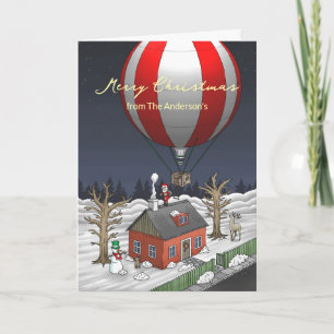 Tarjeta Festiva Vuelo en globo aerostático de Santa