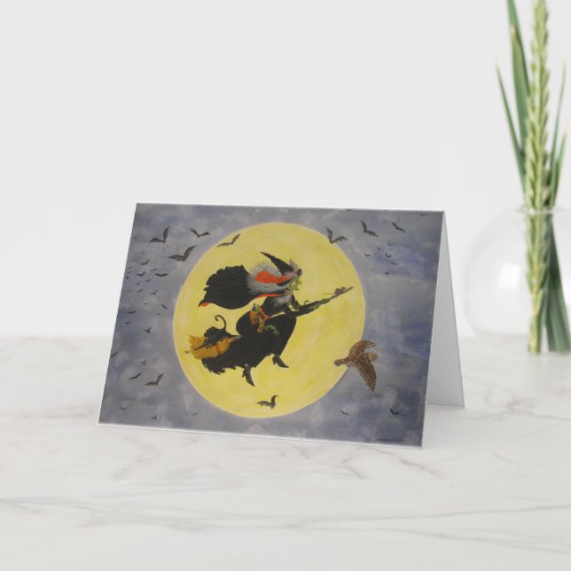 Tarjeta Festiva "¡Vuelo nocturno!" (Anverso)