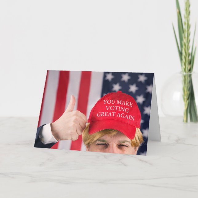 Tarjeta Festiva Vuelves a hacer grande la votación con humor Gorra (Anverso)