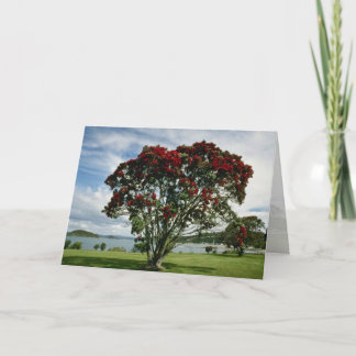 Tarjeta Festiva Waitangi, Árbol de Navidad, flor de Nueva Zelanda