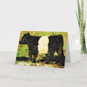 Tarjeta Festiva Walking Belt Galloway steer calf Happy Birthday
