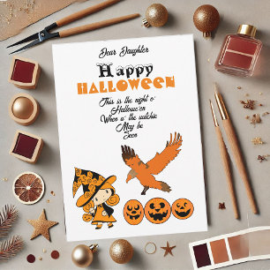 Tarjeta Festiva Wandering Witch Spooky Jack O Lanterns Halloween