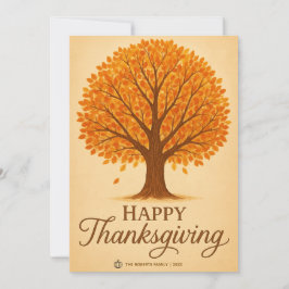Tarjeta Festiva Warm Autumn Tree Happy Thanksgiving Greeting Card