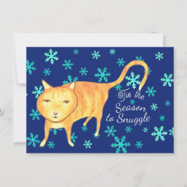 Tarjeta Festiva Warm Fuzzies & Winter Flurries Christmas Cat
