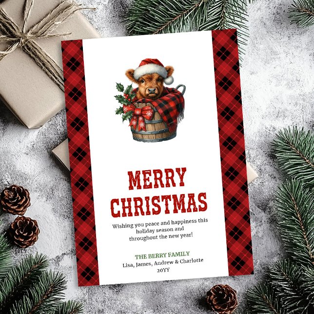 Tarjeta Festiva Warm highland cow greeting card editable design (Warm highland cow greeting card editable design

)