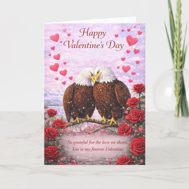 Tarjeta Festiva Warm & Loving Bald Eagles Valentine’s Day Greeting (Anverso)