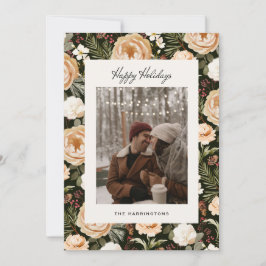 Tarjeta Festiva Warm Winter Florals Photo