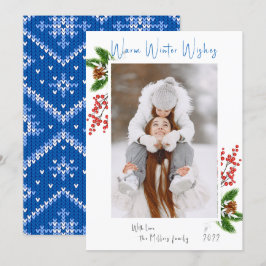Tarjeta Festiva Warm Winter Wiers Single Photo Holiday Card