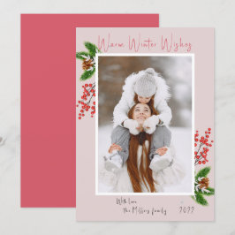 Tarjeta Festiva Warm Winter Wishes Single Photo  Holiday Card