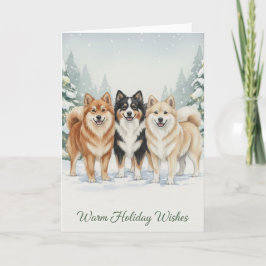 Tarjeta Festiva Warm Wishes – Icelandic Sheepdogs Holiday Card