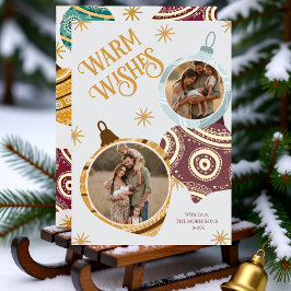 Tarjeta Festiva Warm Wishes Personalized Modern Ornament