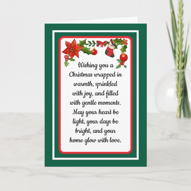 Tarjeta Festiva Warm wishes poinsettia christmas card (Anverso)