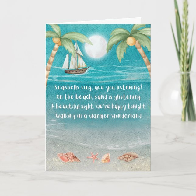 Tarjeta Festiva Warmer Wonderland Tropical Beach Navidades (Anverso)