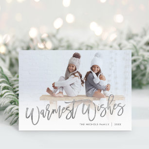 Tarjeta Festiva Warmest Wids Silver Script Overlay