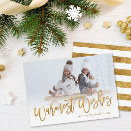 Tarjeta Festiva Warmest Wiers Gold Script Overlay