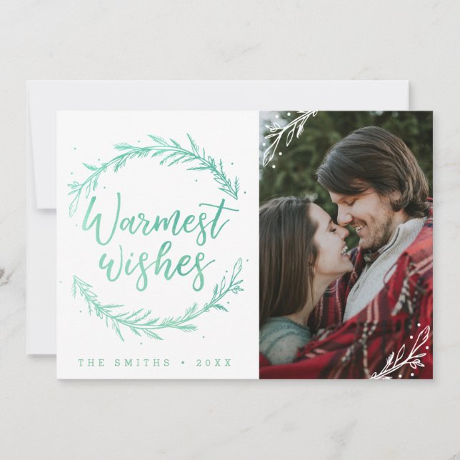 Tarjeta Festiva Warmest Wiers Holiday Wreath Photo (Anverso)