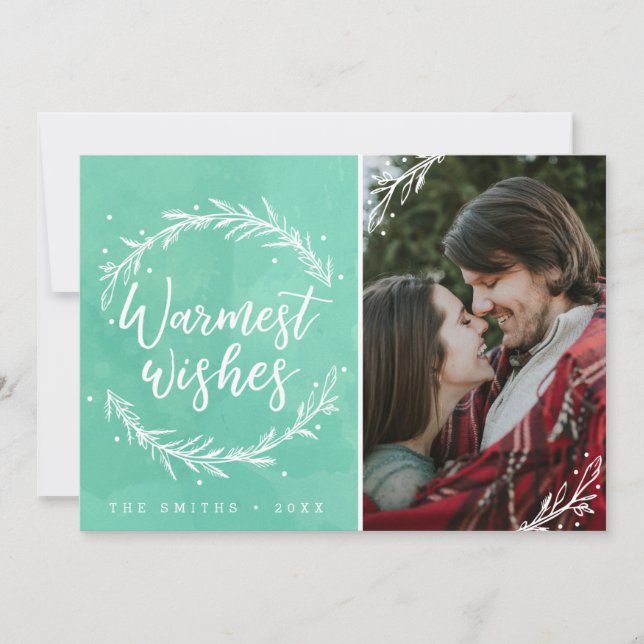 Tarjeta Festiva Warmest Wiers Holiday Wreath Photo (Anverso)