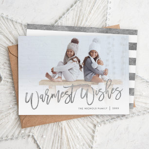 Tarjeta Festiva Warmest Wiers Silver Script Foto Overlay