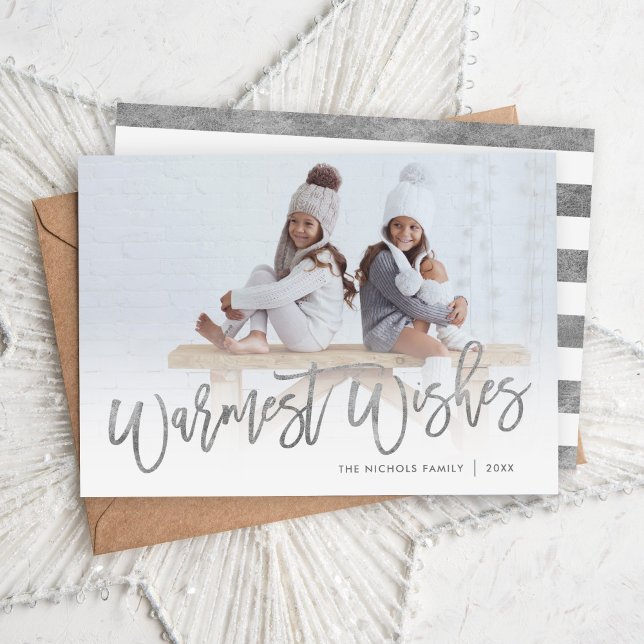 Tarjeta Festiva Warmest Wiers Silver Script Foto Overlay (Subido por el creador)