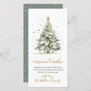 Tarjeta Festiva Warmest Wil Script No Photo Christmas Tree