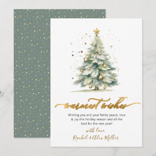 Tarjeta Festiva Warmest Wil Script No Photo Christmas Tree