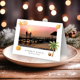 Tarjeta Festiva Warmest Wishes Beach Photo Modern Navidades