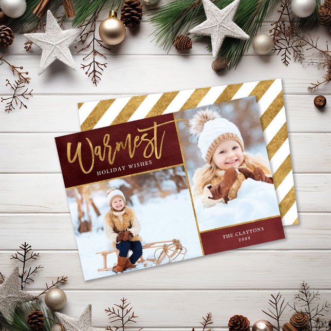 Tarjeta Festiva Warmest Wishes Faux Relieve metalizado dorado 2 Fo (Subido por el creador)