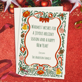 Tarjeta Festiva Warmest Wishes Flat Holiday Card
