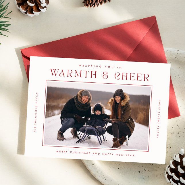 Tarjeta Festiva Warmth & Cheer | Cuatro Navidades Rojos Modernos (Subido por el creador)