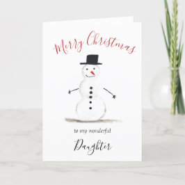 Tarjeta Festiva Water Color Merry Christmas Snowman