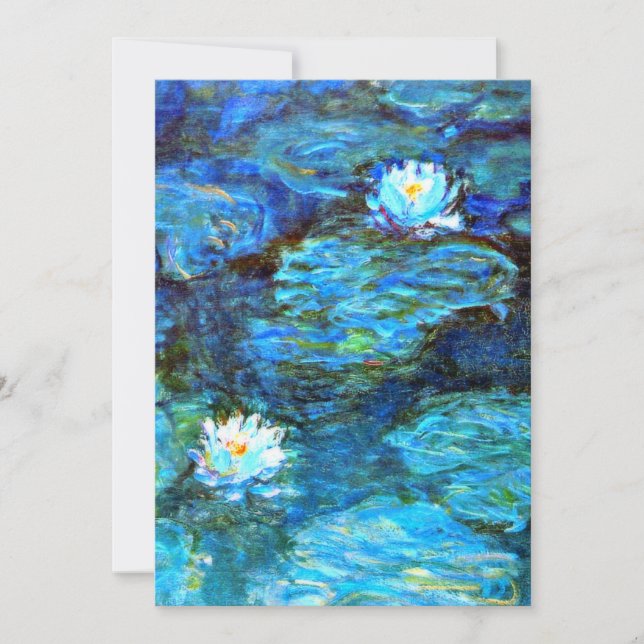 Tarjeta Festiva Water Lilies (blue) by Claude Monet (Anverso)