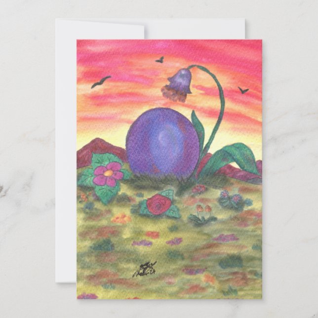 Tarjeta Festiva Watercolor Art Ilustracion Easter Egrise Sunrise (Anverso)
