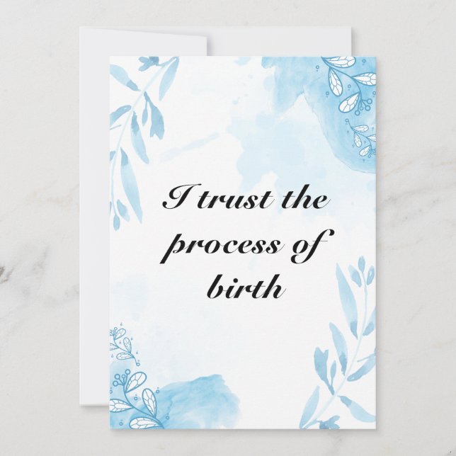 Tarjeta Festiva Watercolor Birth Affirmation Floral Art (Anverso)