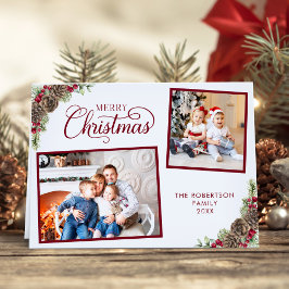 Tarjeta Festiva Watercolor Botánico 2 Foto Elegante