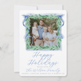 Tarjeta Festiva Watercolor Bow Holiday Card