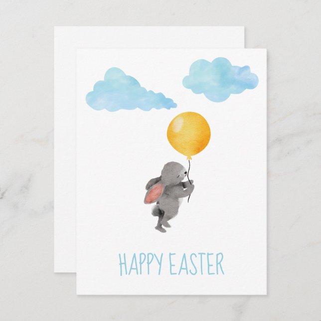Tarjeta Festiva Watercolor Bunny Easter (Anverso / Reverso)