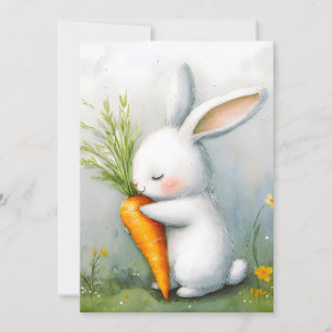 Tarjeta Festiva Watercolor Bunny Happy Harvest