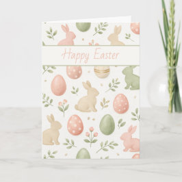 Tarjeta Festiva Watercolor Bunny & Pastel Eggs Easter Greeting 