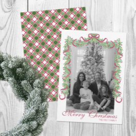 Tarjeta Festiva Watercolor Burgundy Navidades Garland Foto