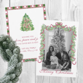 Tarjeta Festiva Watercolor Burgundy Navidades Garland Foto
